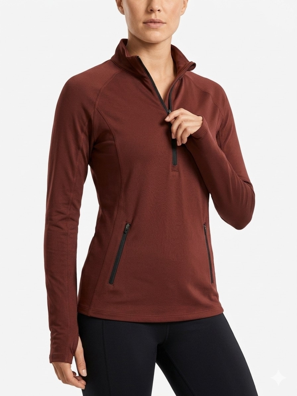 Baleaf Women's Half-Zip Pullover in Rust Brown